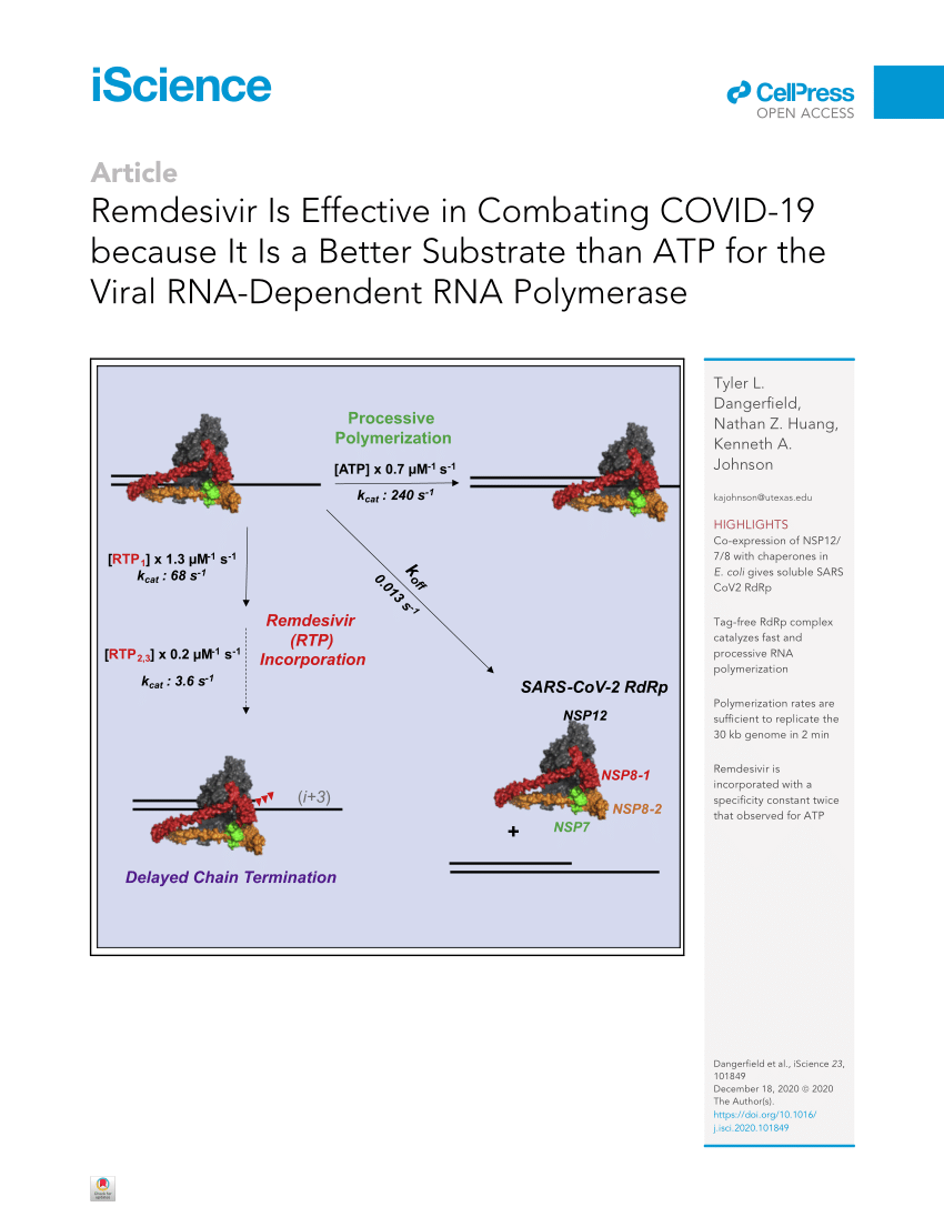 Pdf Remdesivir Is Effective In Combating Covid 19 Because It Is A Better Substrate Than Atp For The Viral Rna Dependent Rna Polymerase
