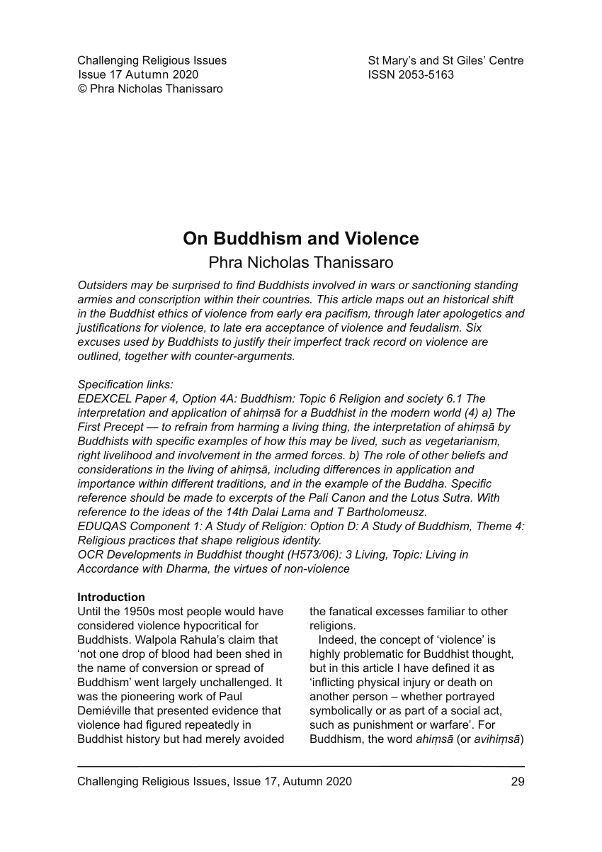 war and violence in buddhism essay
