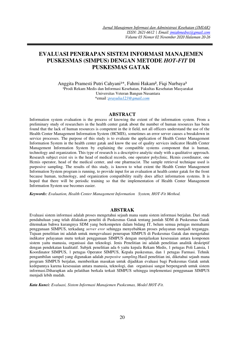 Pdf Evaluasi Penerapan Sistem Informasi Manajemen Puskesmas Simpus Hot Sex Picture 2772