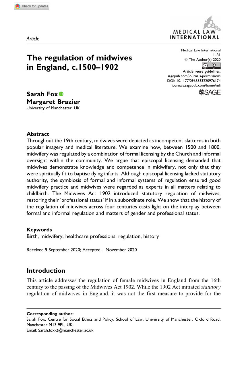 PDF) The regulation of midwives in England, c.1500–1902 photo