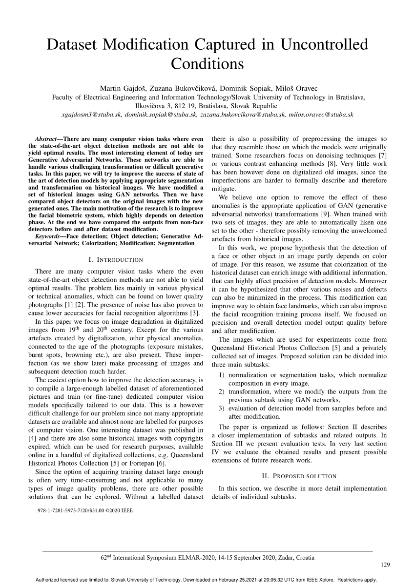 PDF) Dataset Modification Captured in Uncontrolled Conditions