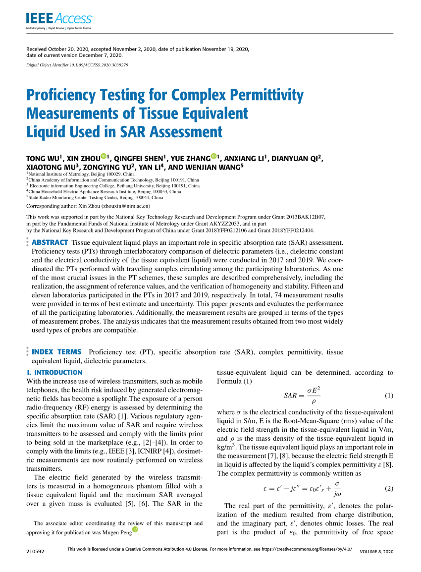  PDF Proficiency Testing For Complex Permittivity Measurements Of 