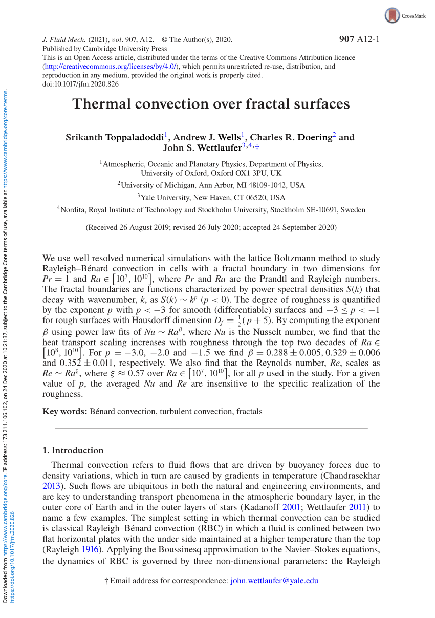 PDF) Thermal convection over fractal surfaces