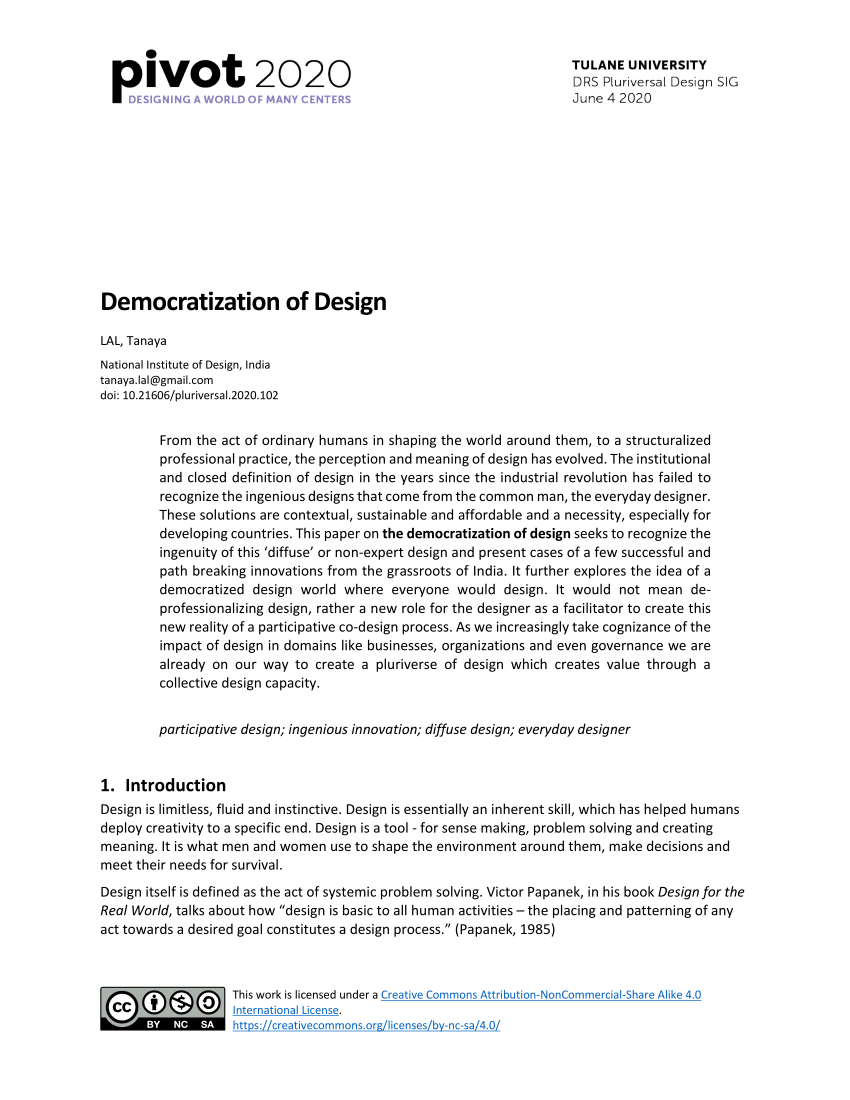 (PDF) Democratization of Design