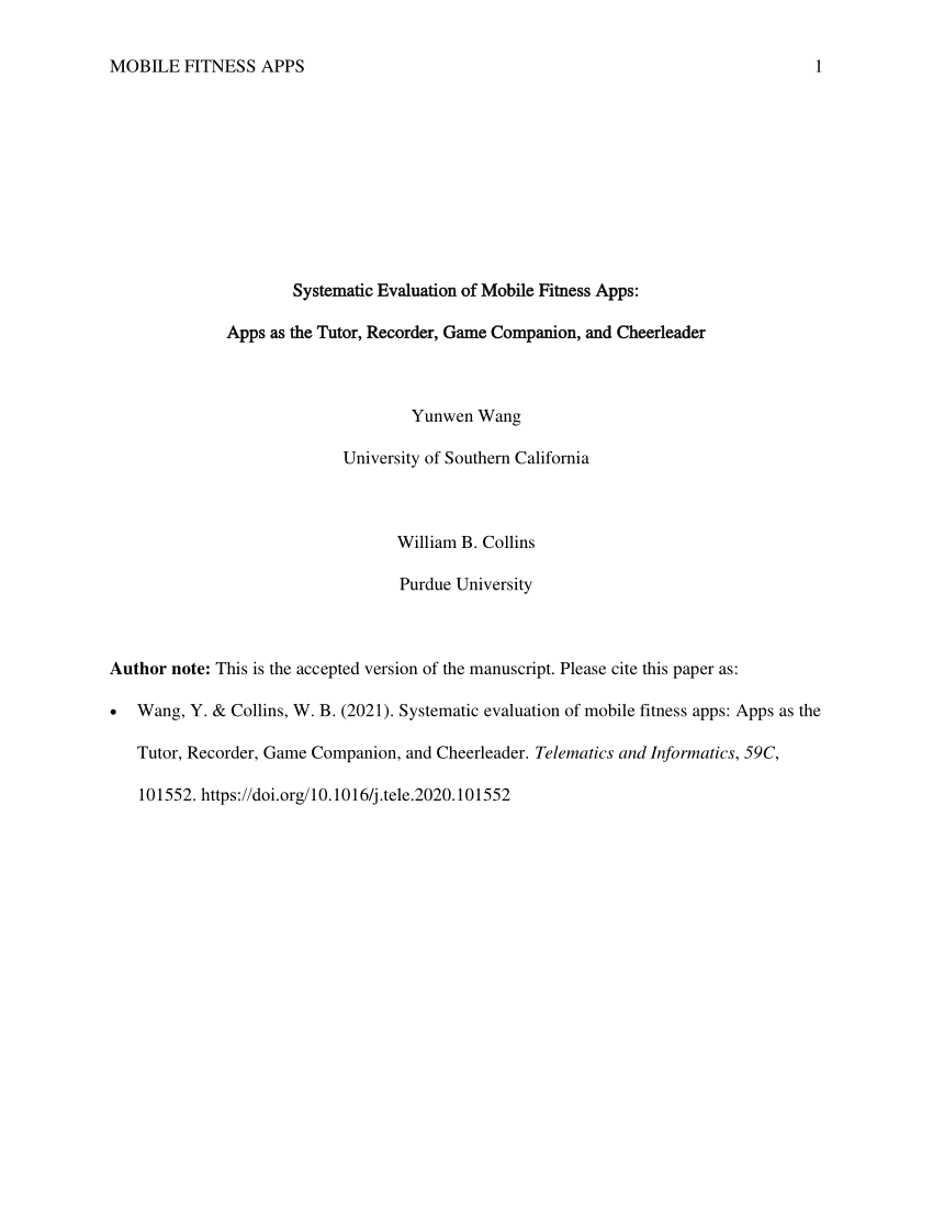 PDF) A Systematic Review of Fitness Apps and Their Potential