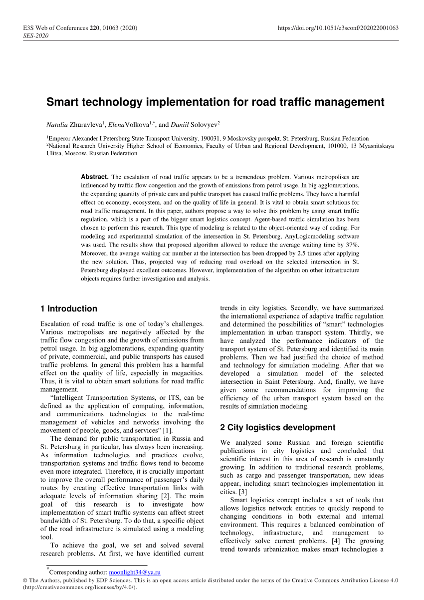 smart traffic management system research paper