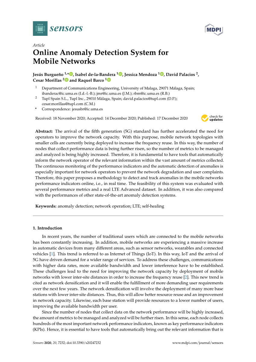 Pdf Online Anomaly Detection System For Mobile Networks