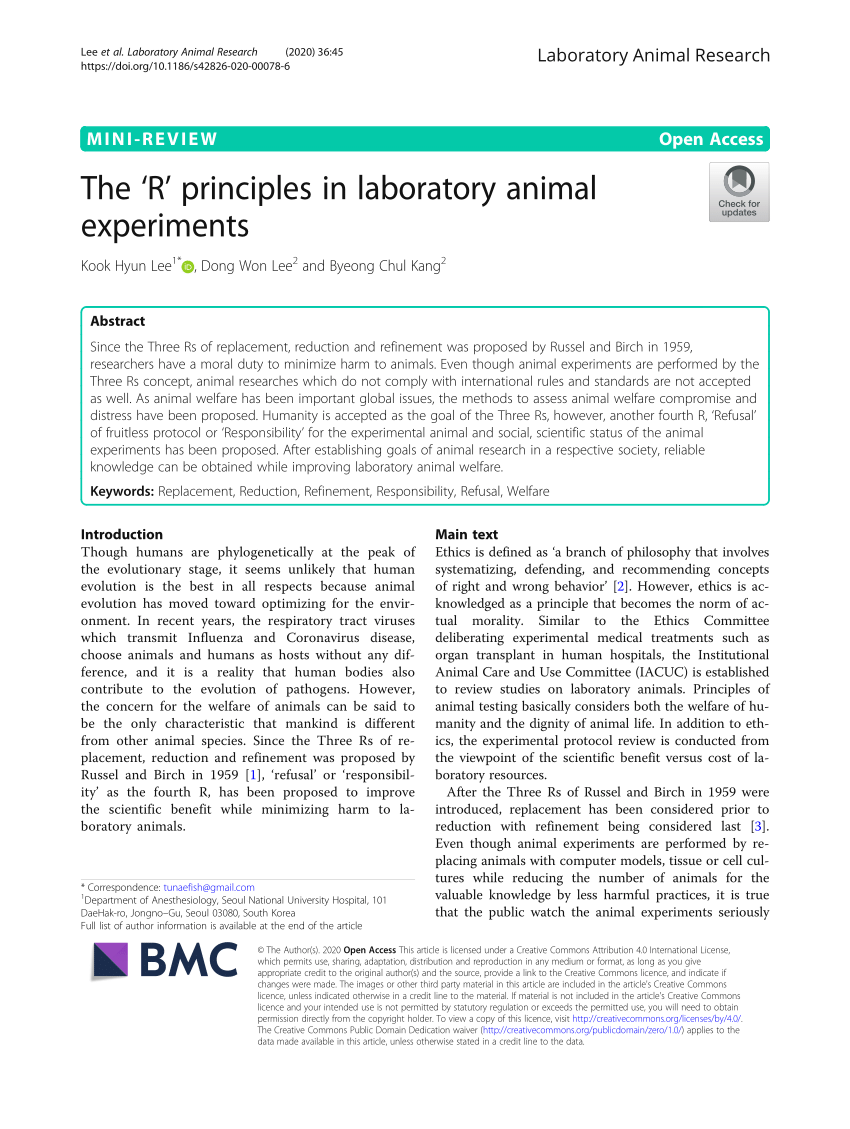 PDF) The 'R' principles in laboratory animal experiments