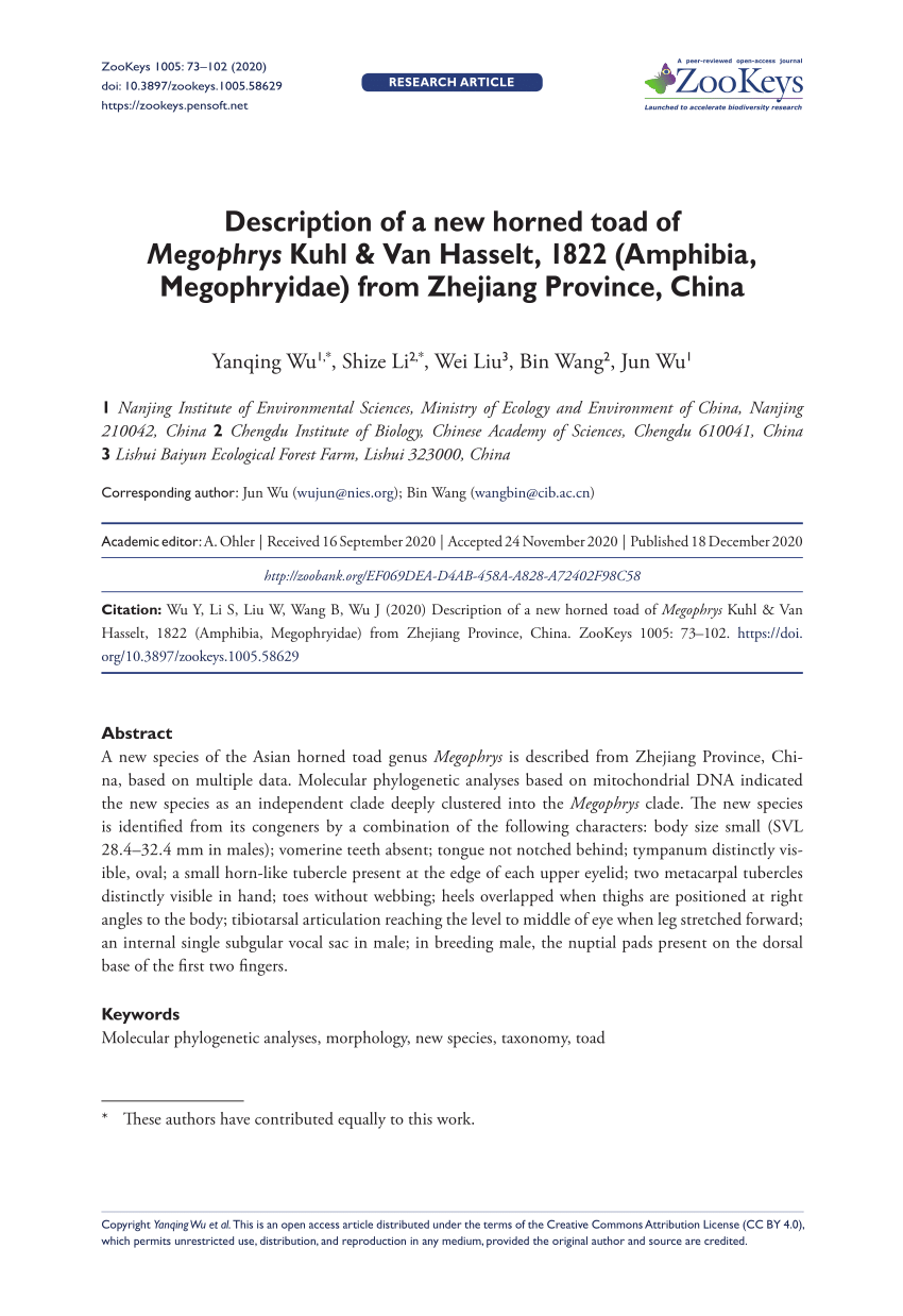 PDF) Description of a new horned toad of Megophrys Kuhl & Van 