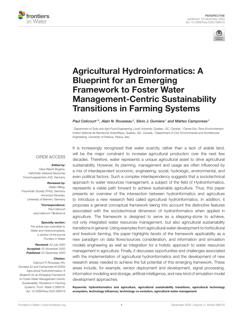 PDF) Agricultural Hydroinformatics: A Blueprint for an Emerging ...