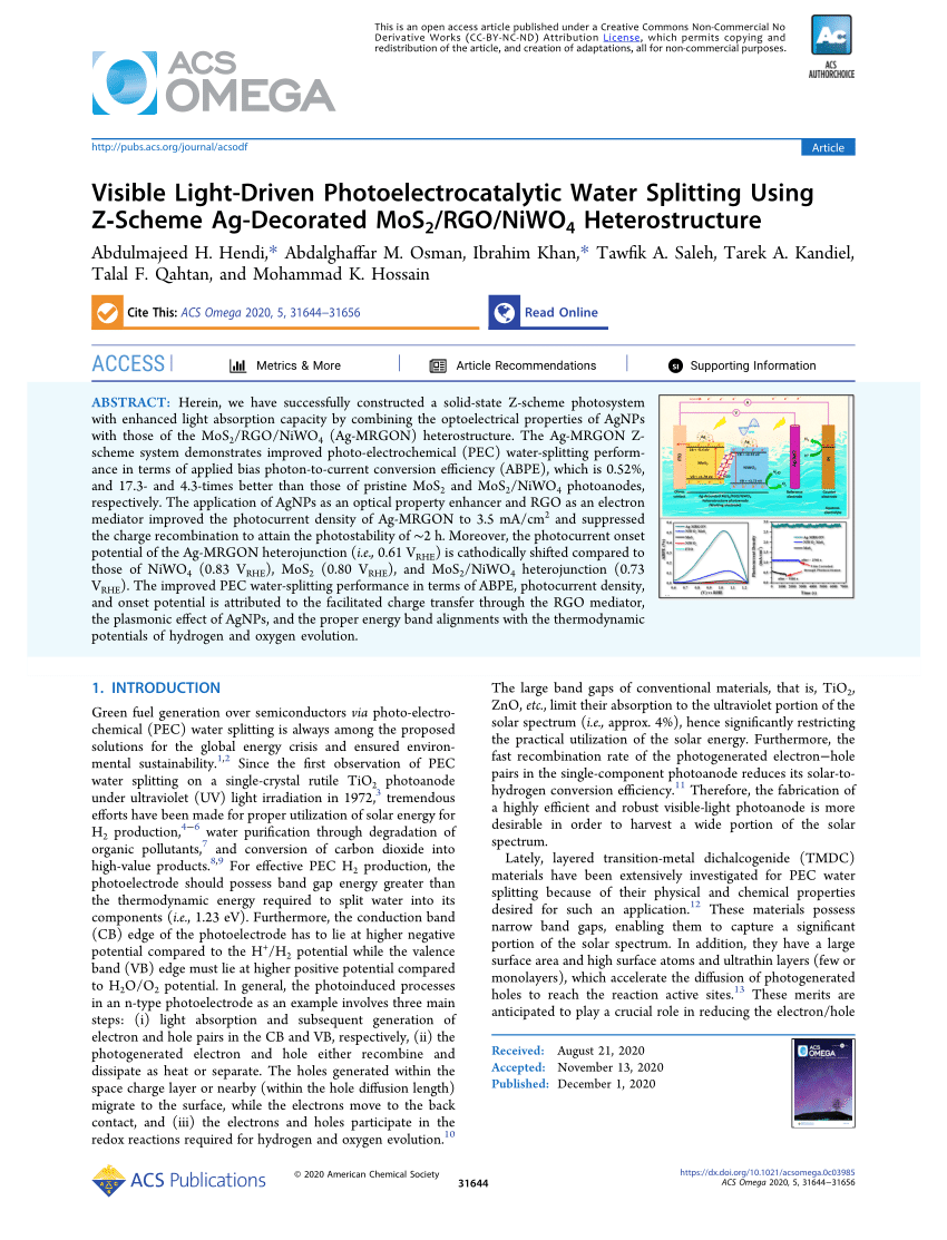 PDF) Visible Light-Driven Photoelectrocatalytic Water Splitting 