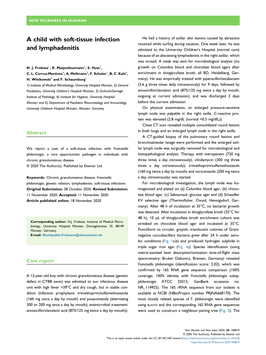 Pdf A Child With Soft Tissue Infection And Lymphadenitis