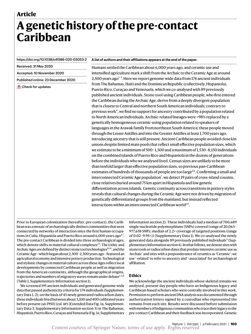 A genetic history of the pre-contact Caribbean