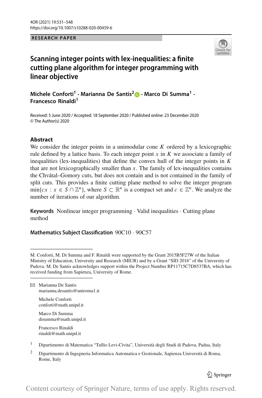 PDF Scanning integer points with lex inequalities a finite