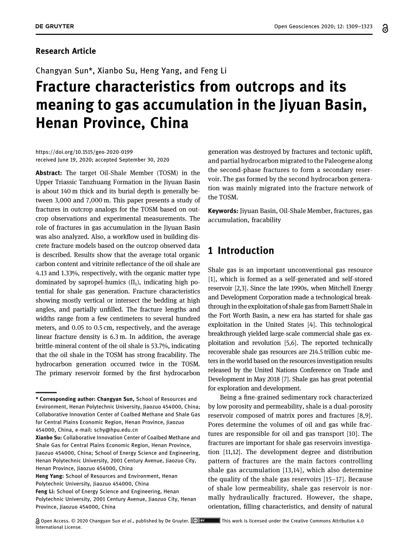 PDF) Fracture characteristics from outcrops and its meaning to gas 