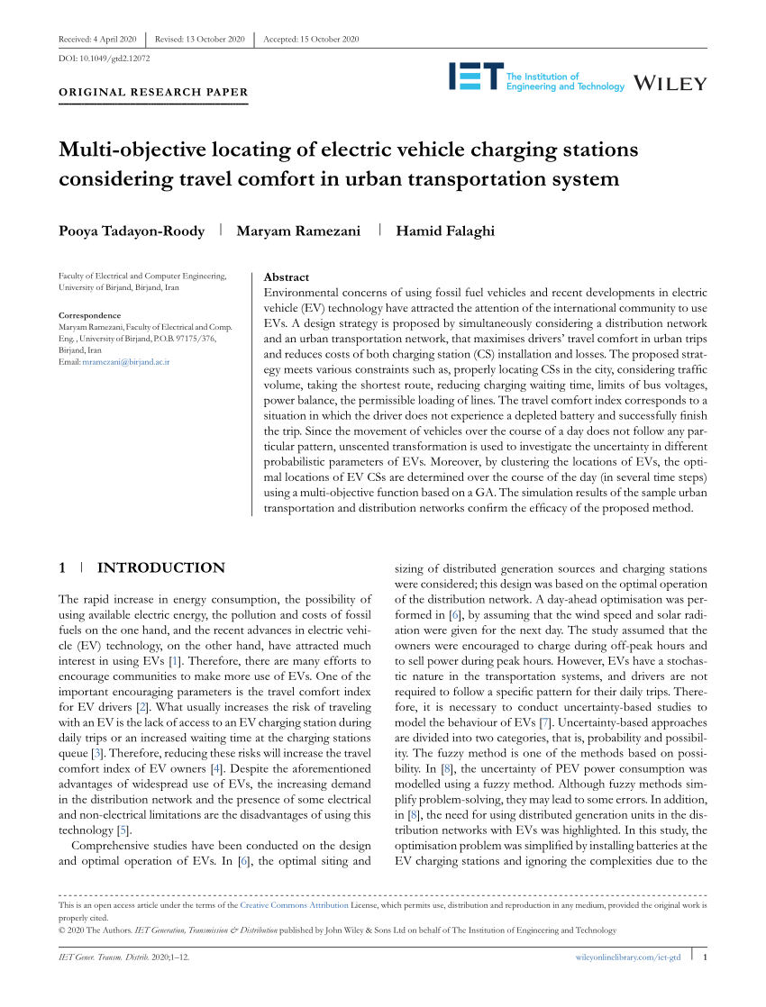 (PDF) Multi‐objective locating of electric vehicle charging stations