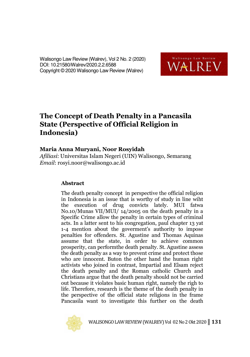 PDF) The Concept of Death Penalty in a Pancasila State 