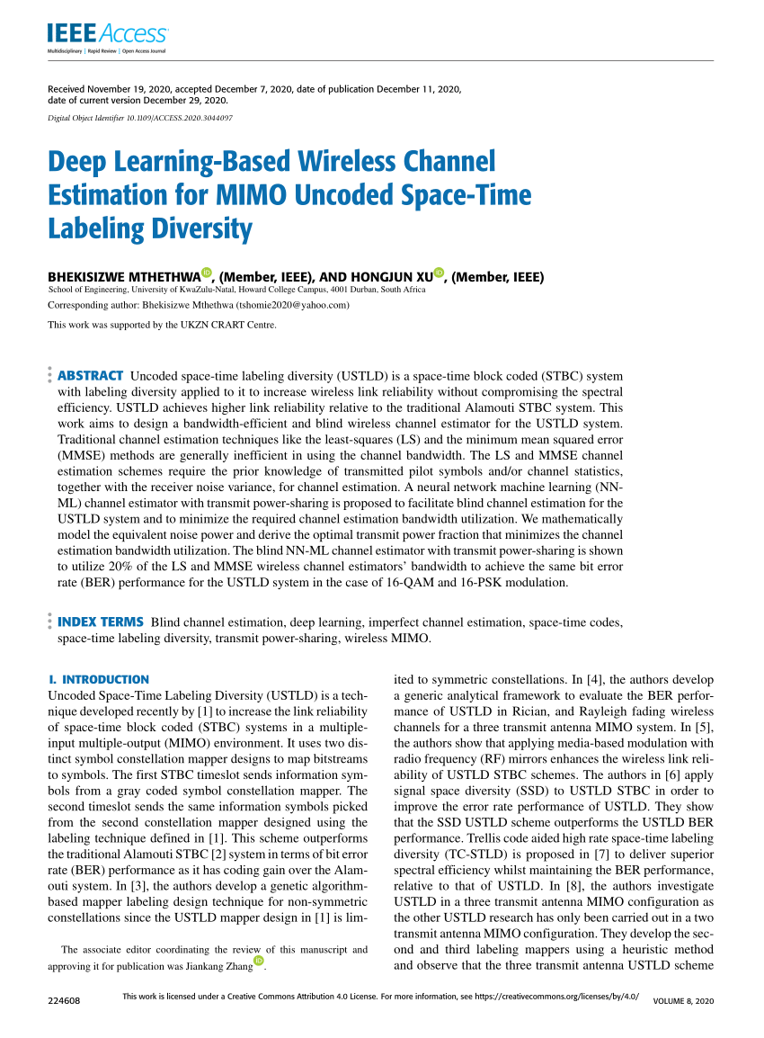 PDF) Deep Learning-Based Wireless Channel Estimation for MIMO 