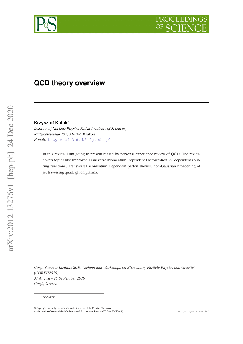 kultur tøjlerne italiensk PDF) QCD theory overview