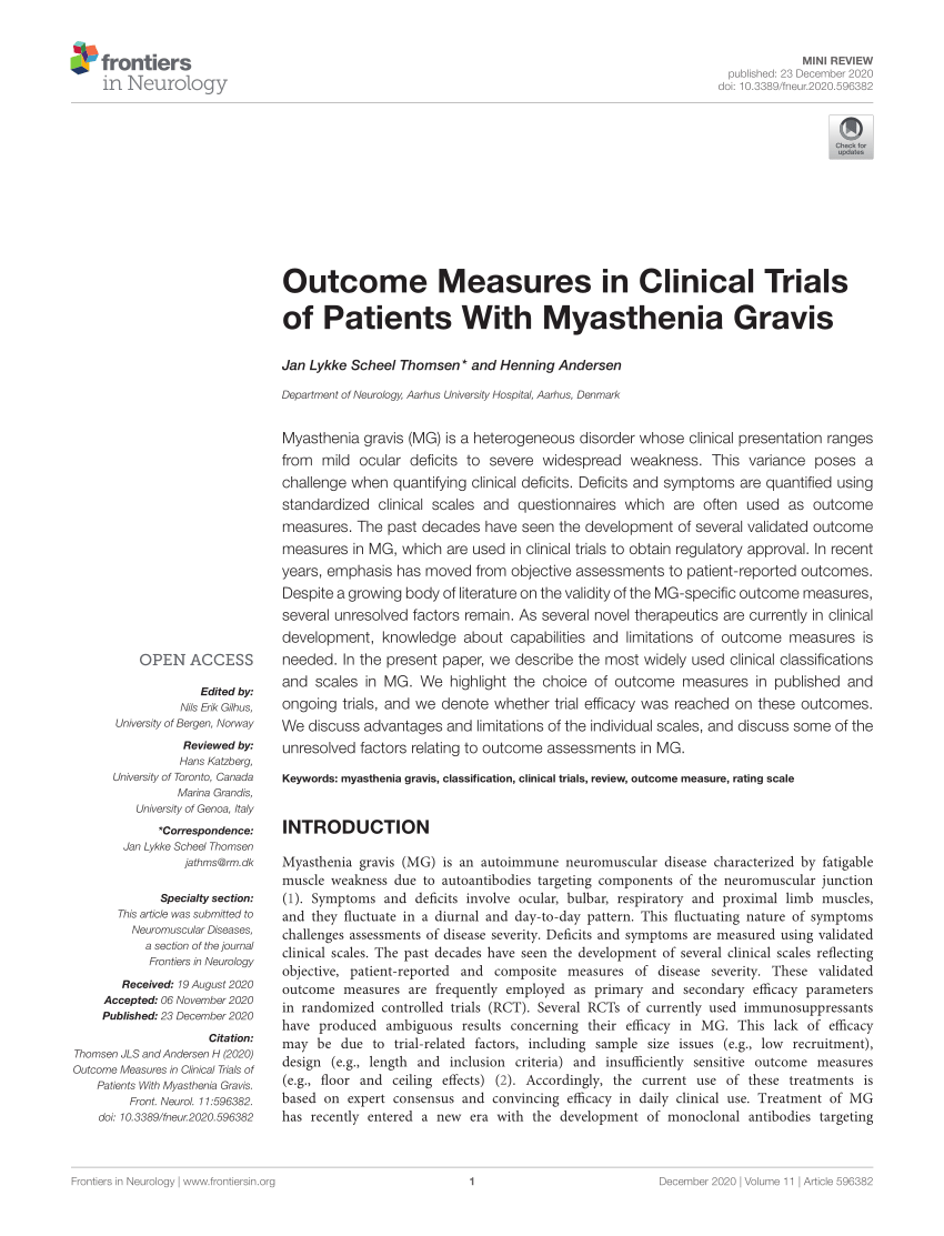 Frontiers  Outcome Measures in Clinical Trials of Patients With