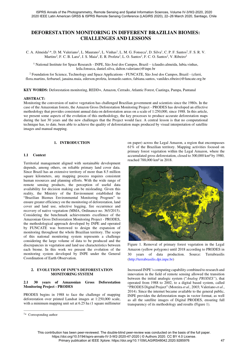 PDF) DEFORESTATION MONITORING IN DIFFERENT BRAZILIAN BIOMES ...