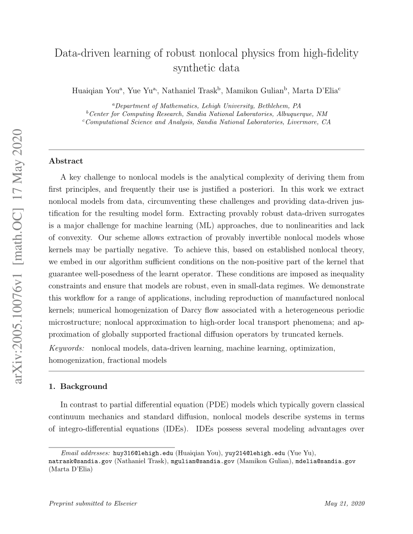 PDF Data driven learning of nonlocal physics from high fidelity