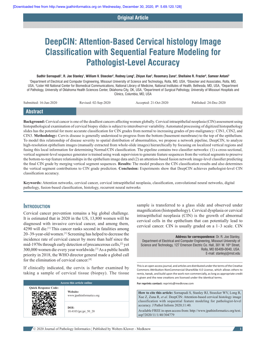 Pdf Deepcin Attention Based Cervical Histology Image Classification With Sequential Feature 8287