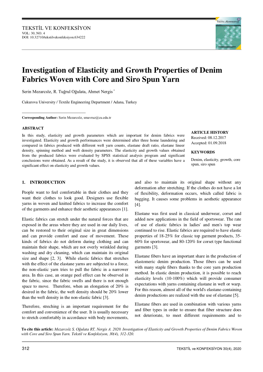 PDF) Investigation of Elasticity and Growth Properties of Denim Fabrics
