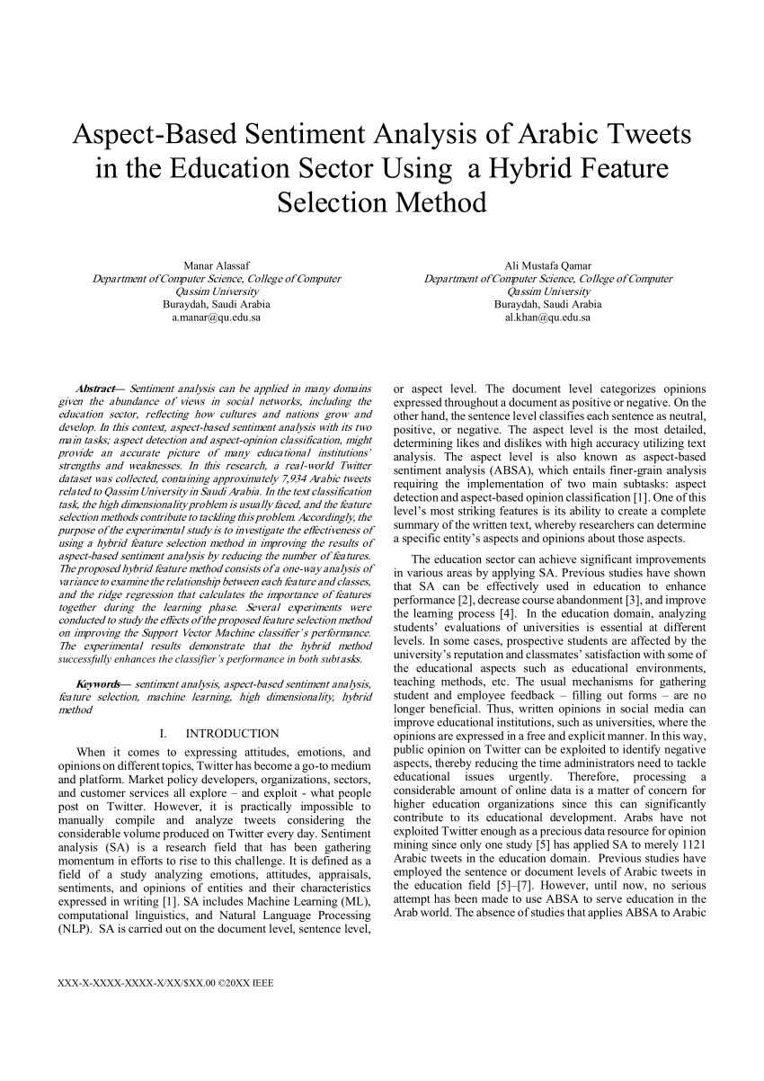 Improving Sentiment Analysis of Arabic Tweets by One-way ANOVA