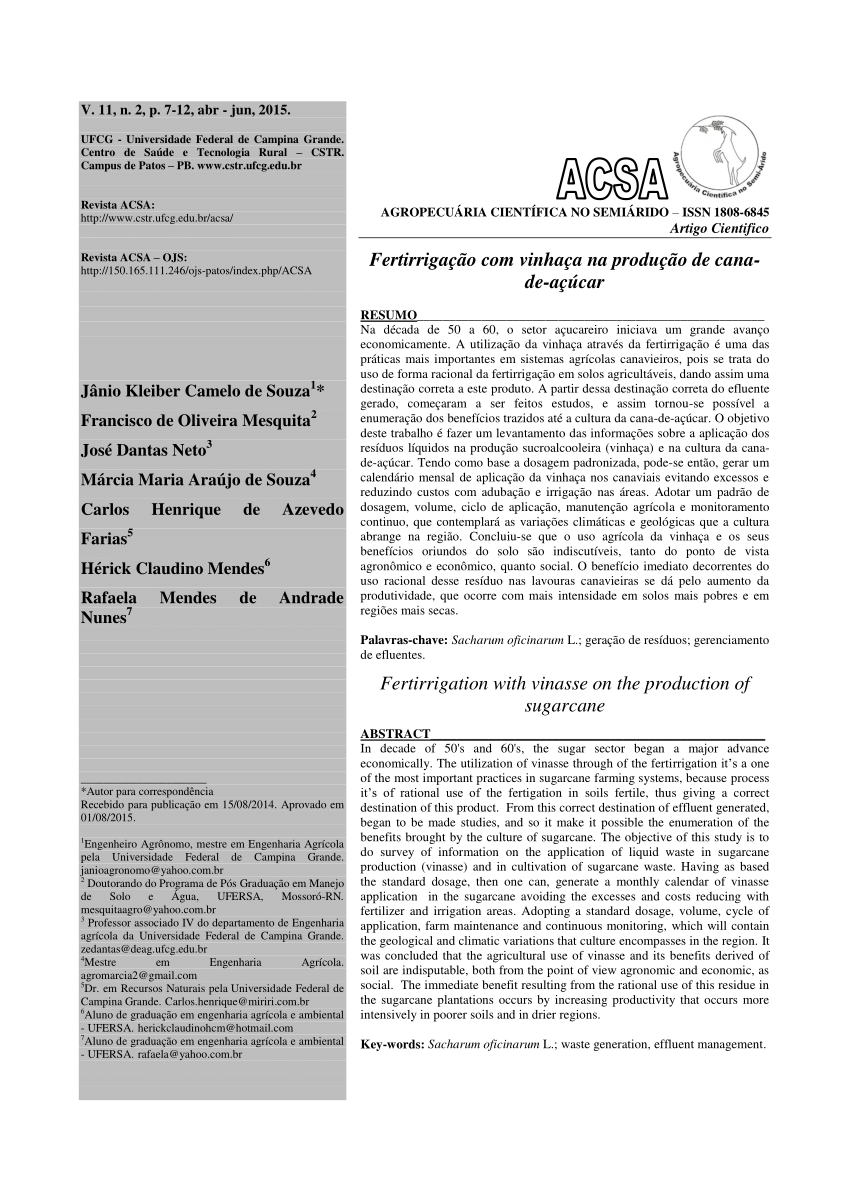 PDF) Uso agrícola de resíduos orgânicos potencialmente poluentes:  Propriedades químicas do solo e produção vegetal