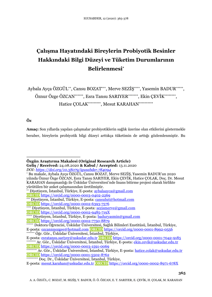 PDF Determination of Knowledge Level and Consumption Status of  