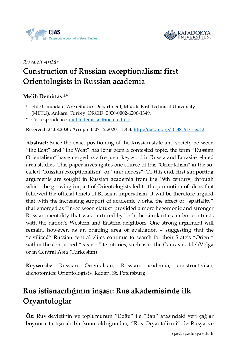 pdf construction of russian exceptionalism first orientologists in russian academia