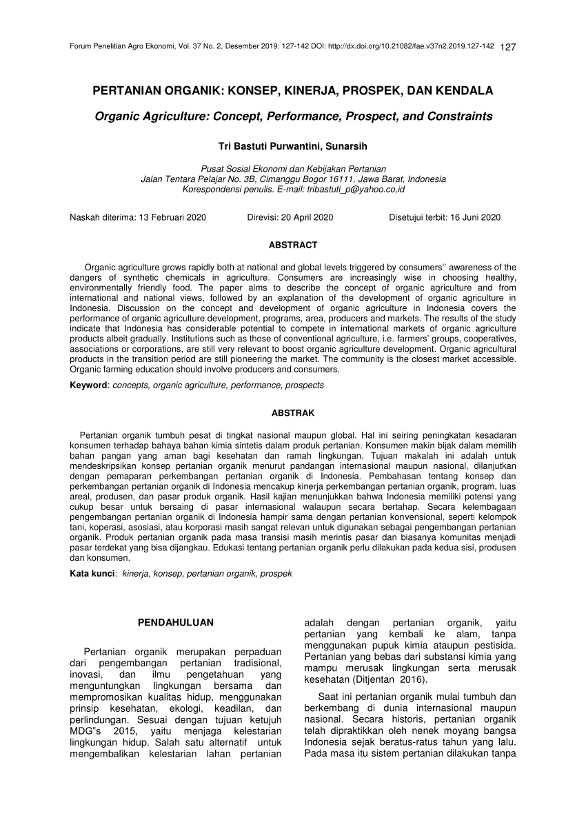 Pdf Pertanian Organik Konsep Kinerja Prospek Dan Kendala