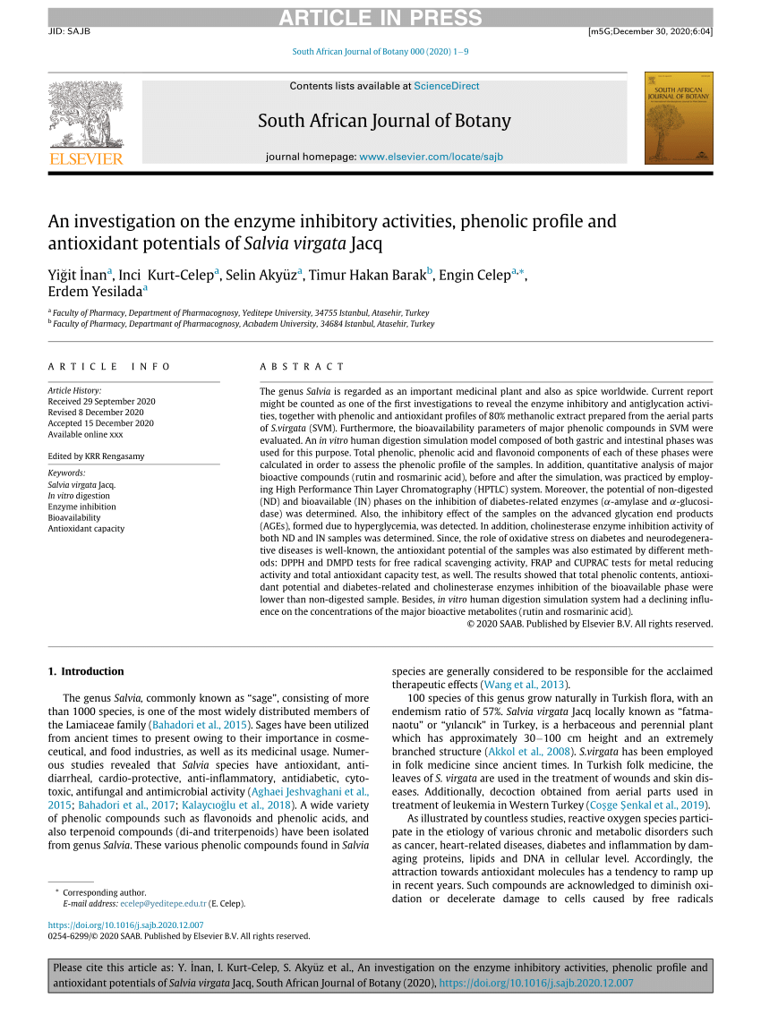 PDF An investigation on the enzyme inhibitory activities  