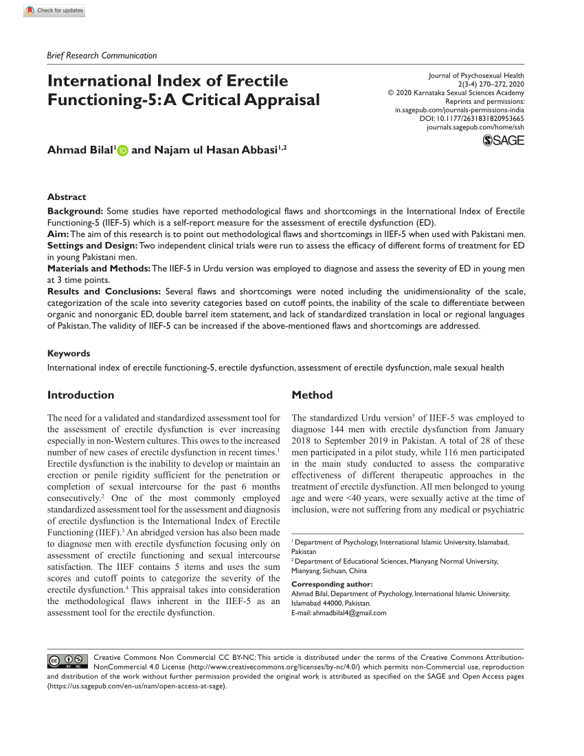 PDF International Index of Erectile Functioning 5 A Critical