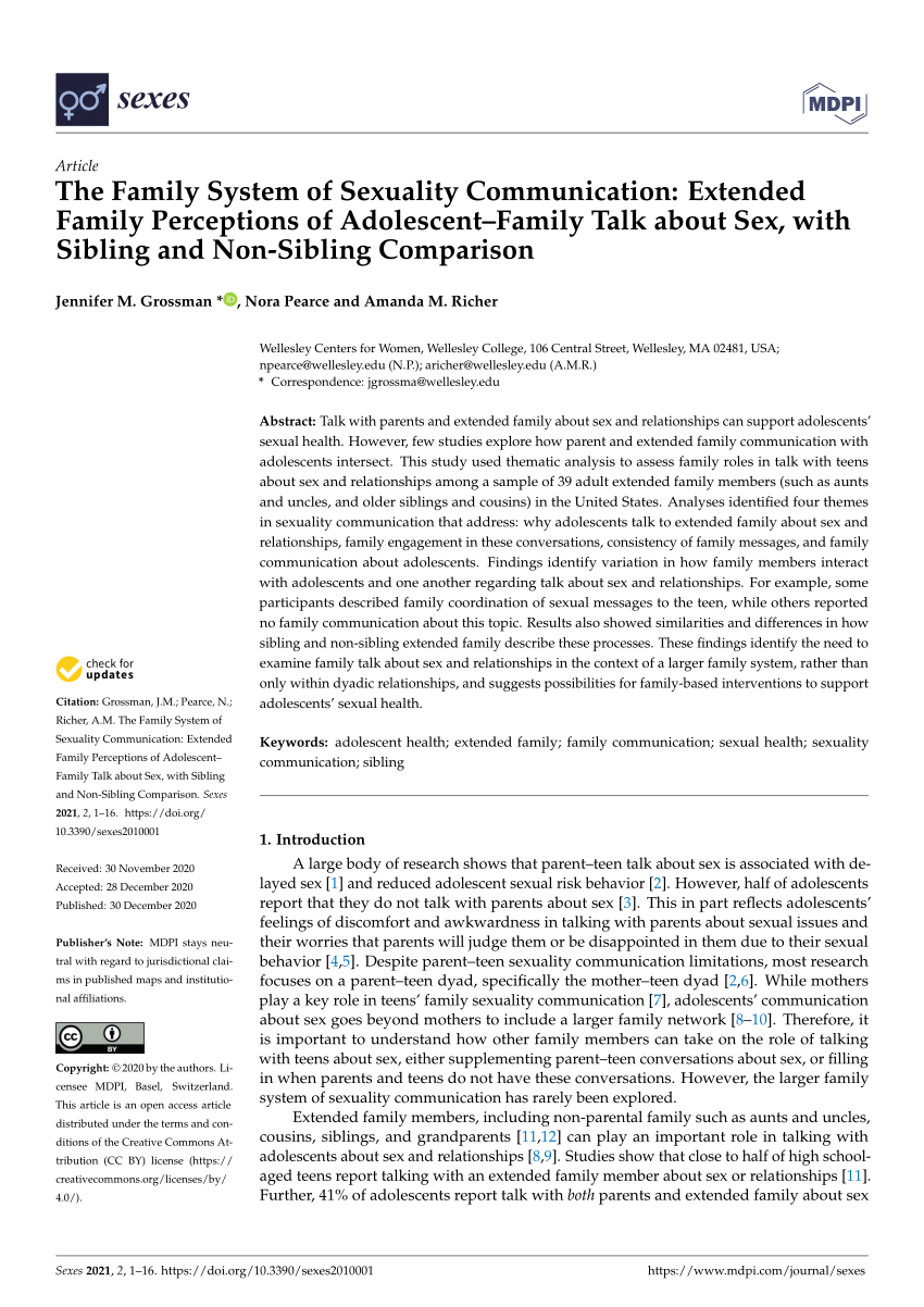 PDF The Family System of Sexuality Communication Extended Family