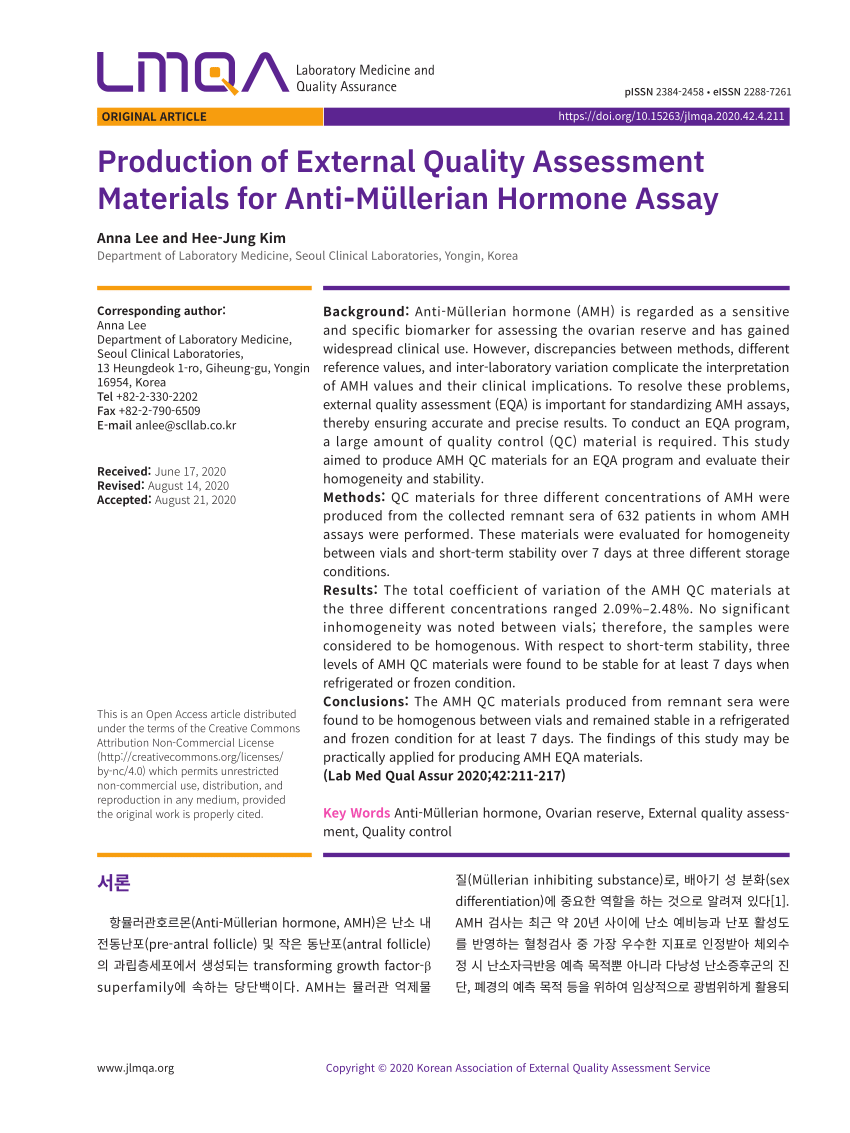 (PDF) Evaluation of the Elecsys® anti-Müllerian hormone 