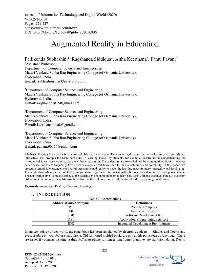 research papers on augmented reality