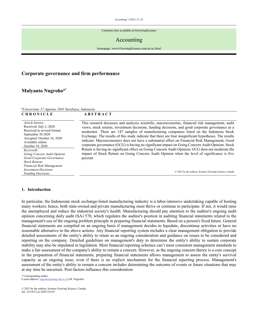 research proposal on corporate governance and firm performance