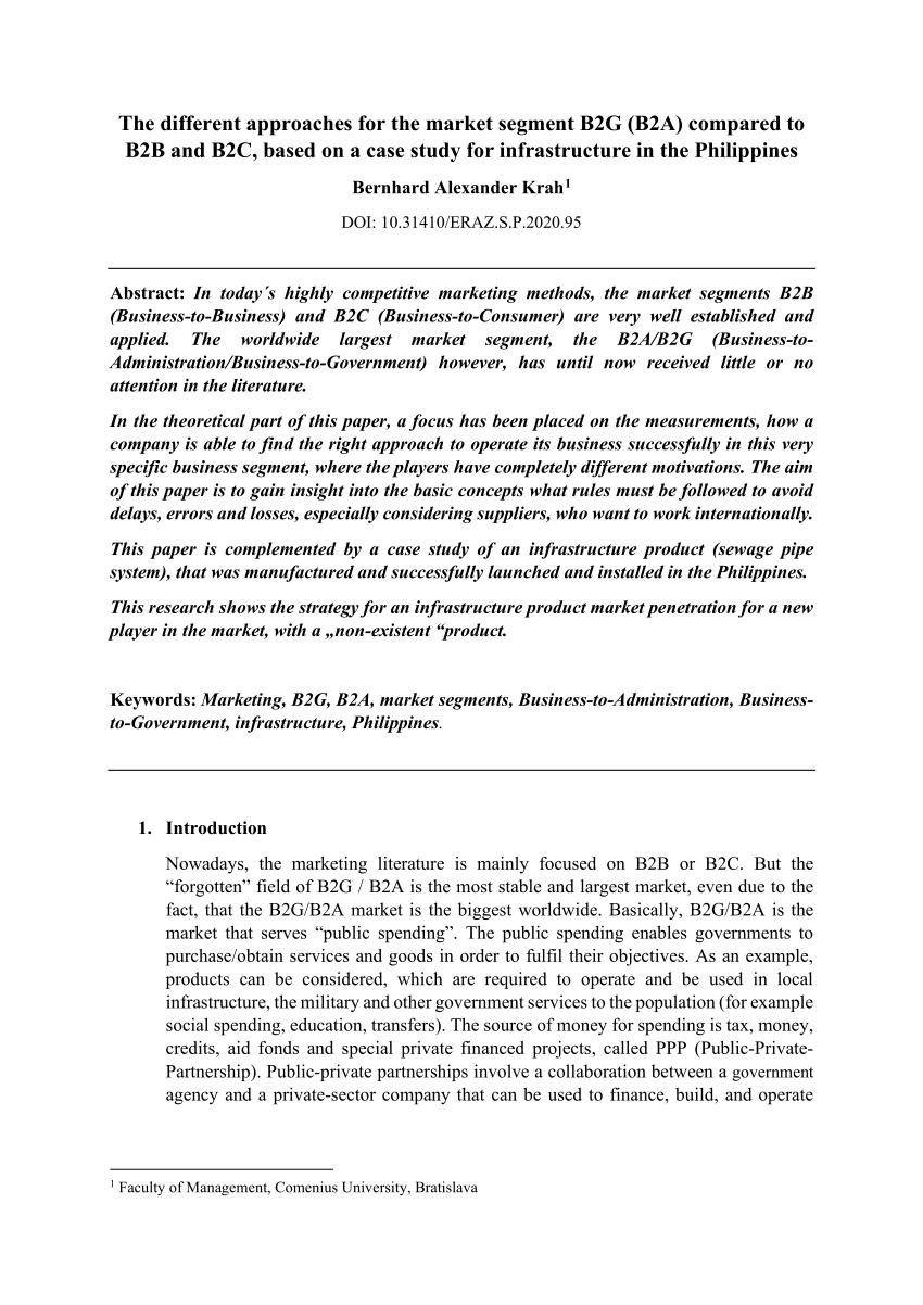 (PDF) THE DIFFERENT APPROACHES FOR THE MARKET SEGMENT B2G (B2A Sns-Brigh10