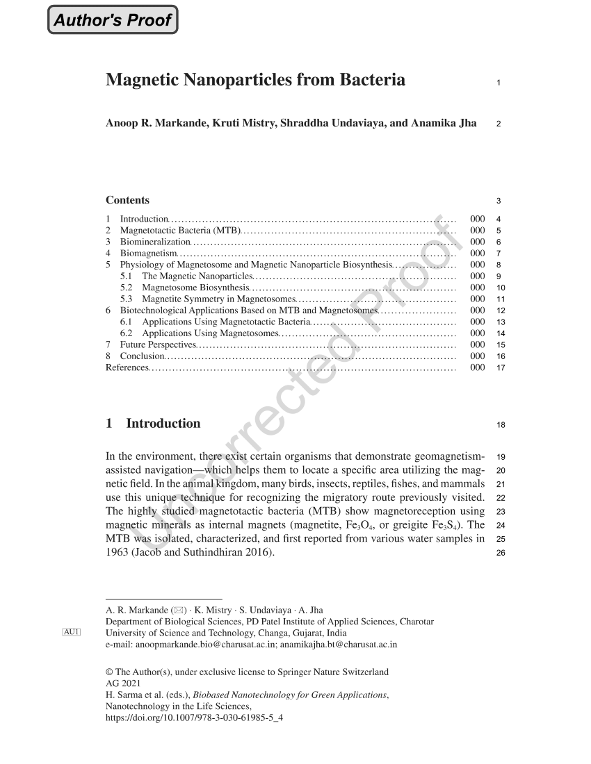 PDF) Magnetic Nanoparticles from Bacteria