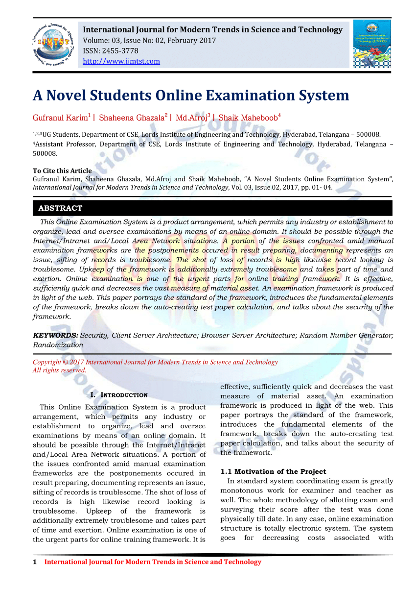 online examination system research paper pdf