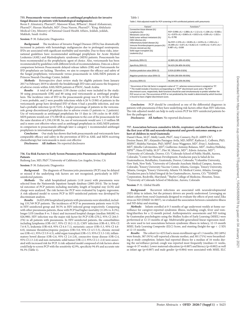 Pdf 756 Use Risk Factors To Early Screen Pneumocystis Pneumonia In Hospitalized Patients 3584