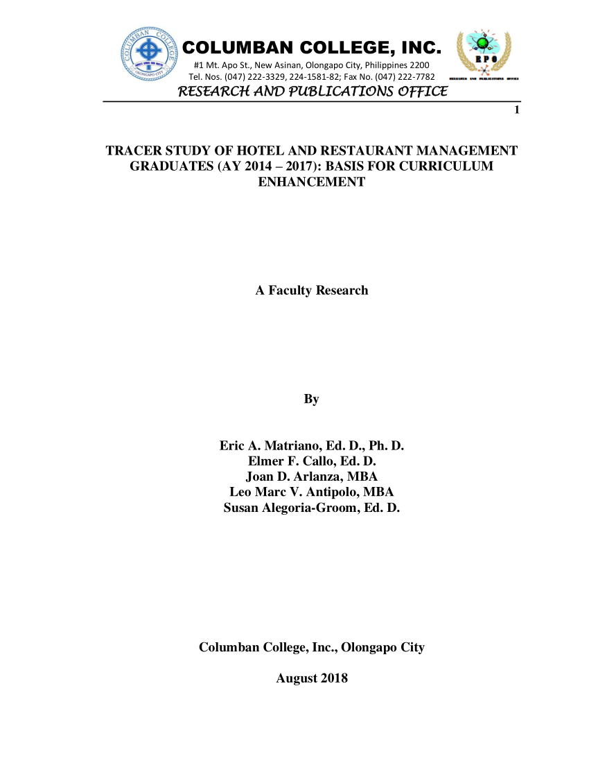sample thesis title for hospitality management