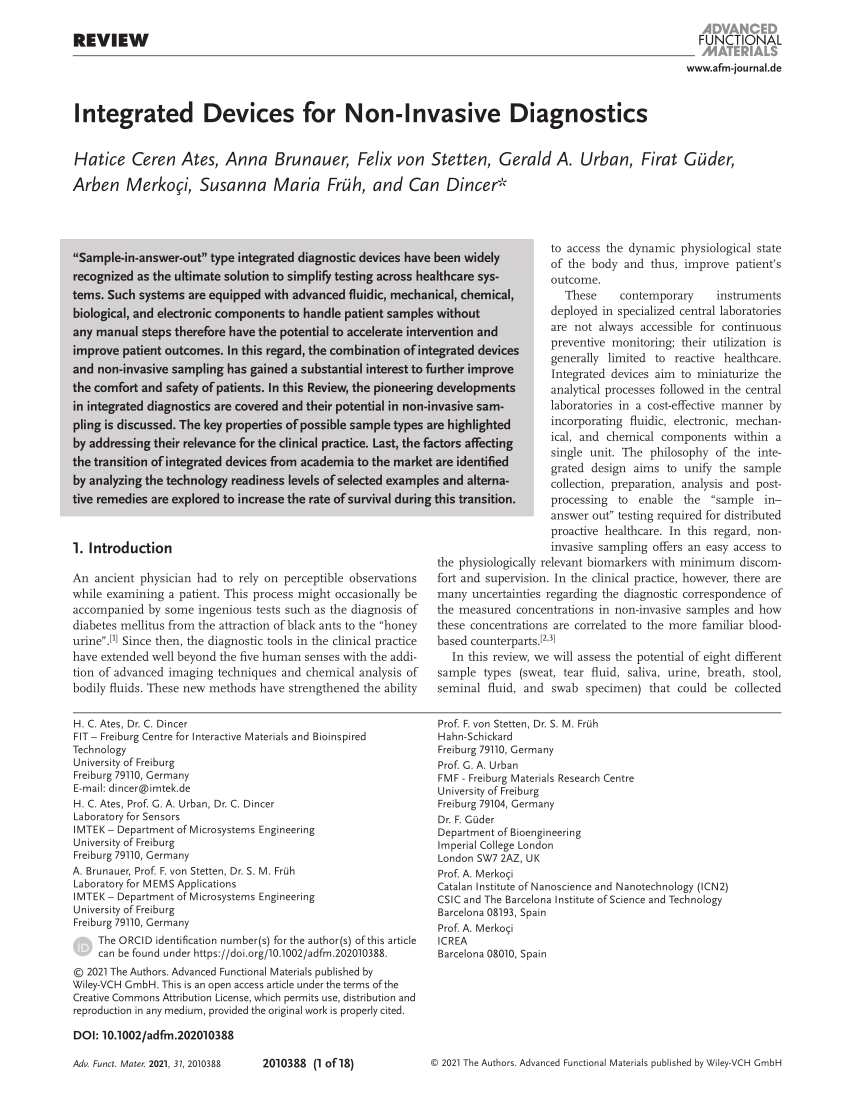 (PDF) Integrated Devices for Non-Invasive Diagnostics