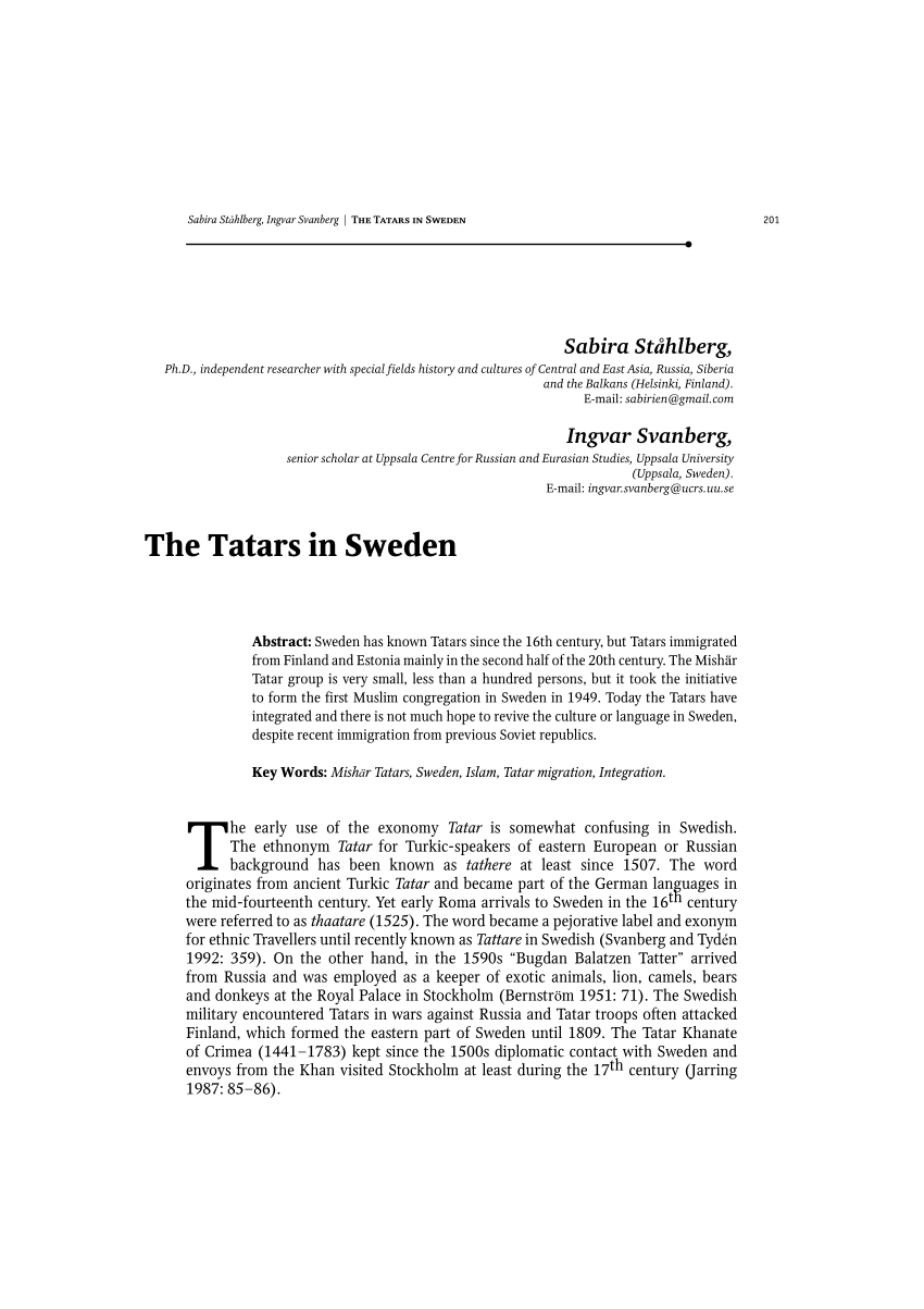PDF) The Tatars in Sweden