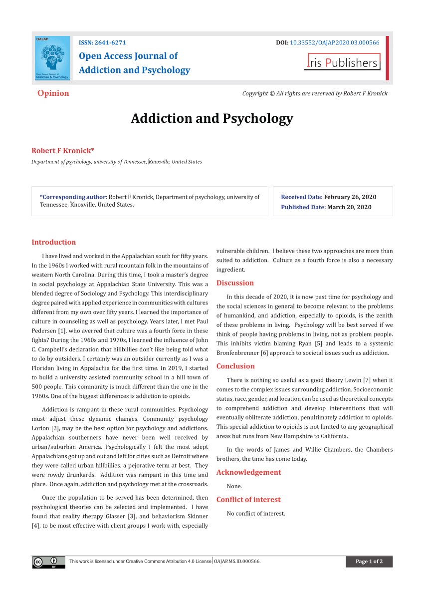 psychology research topics on addiction