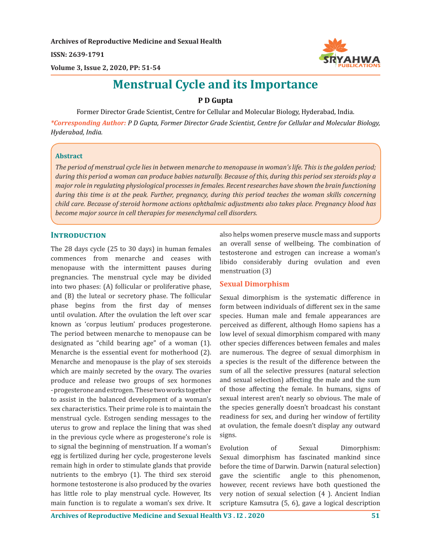 Sexual Health for Women in India: Menstrual Cycle, Pregnancy, and Menopause