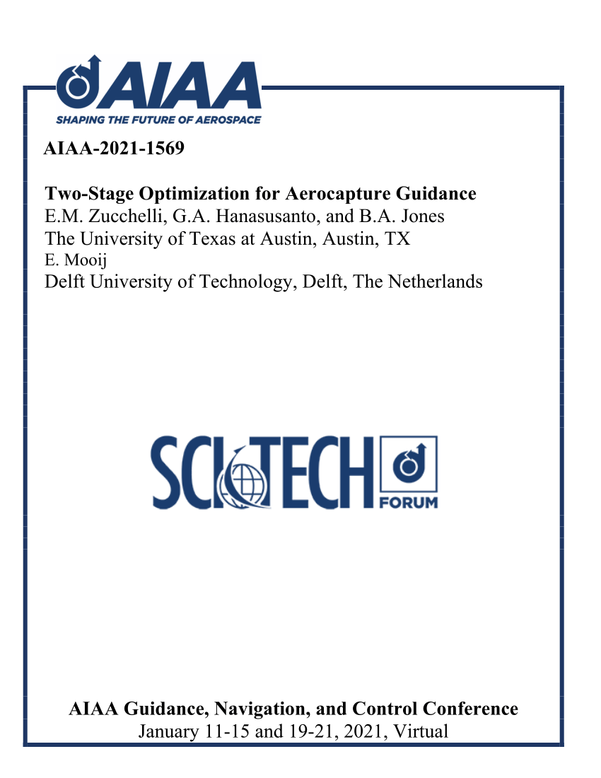 Pdf Two Stage Optimization For Aerocapture Guidance