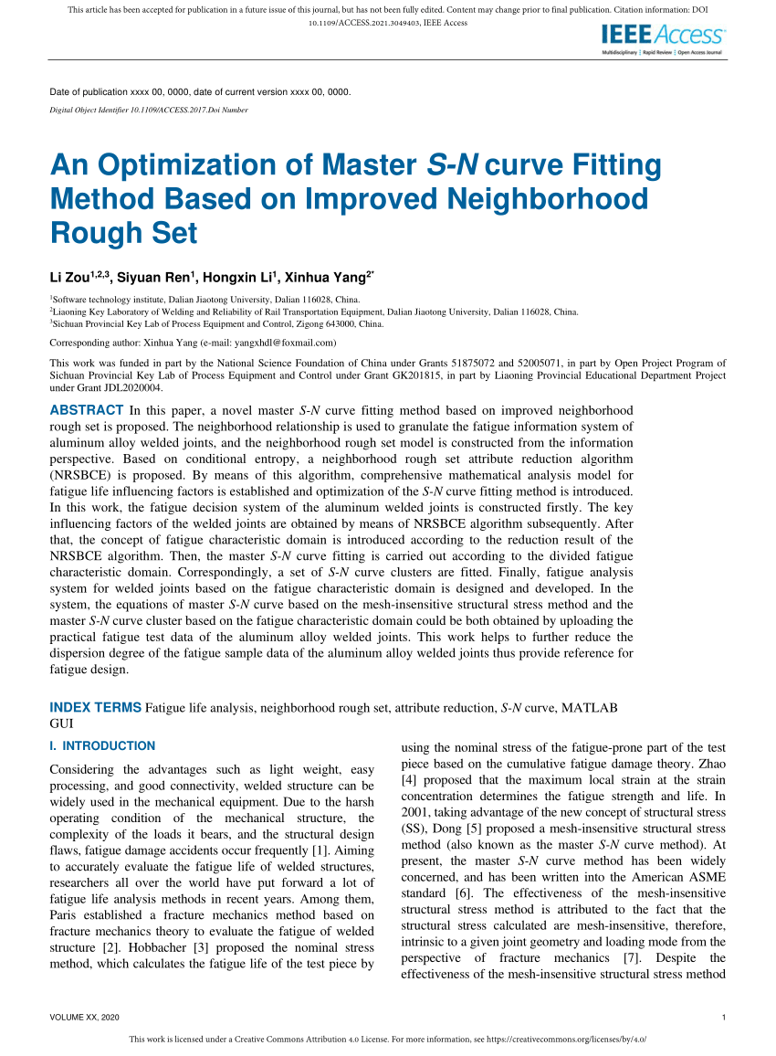 PDF) An Optimization of Master S - N Curve Fitting Method Based on 